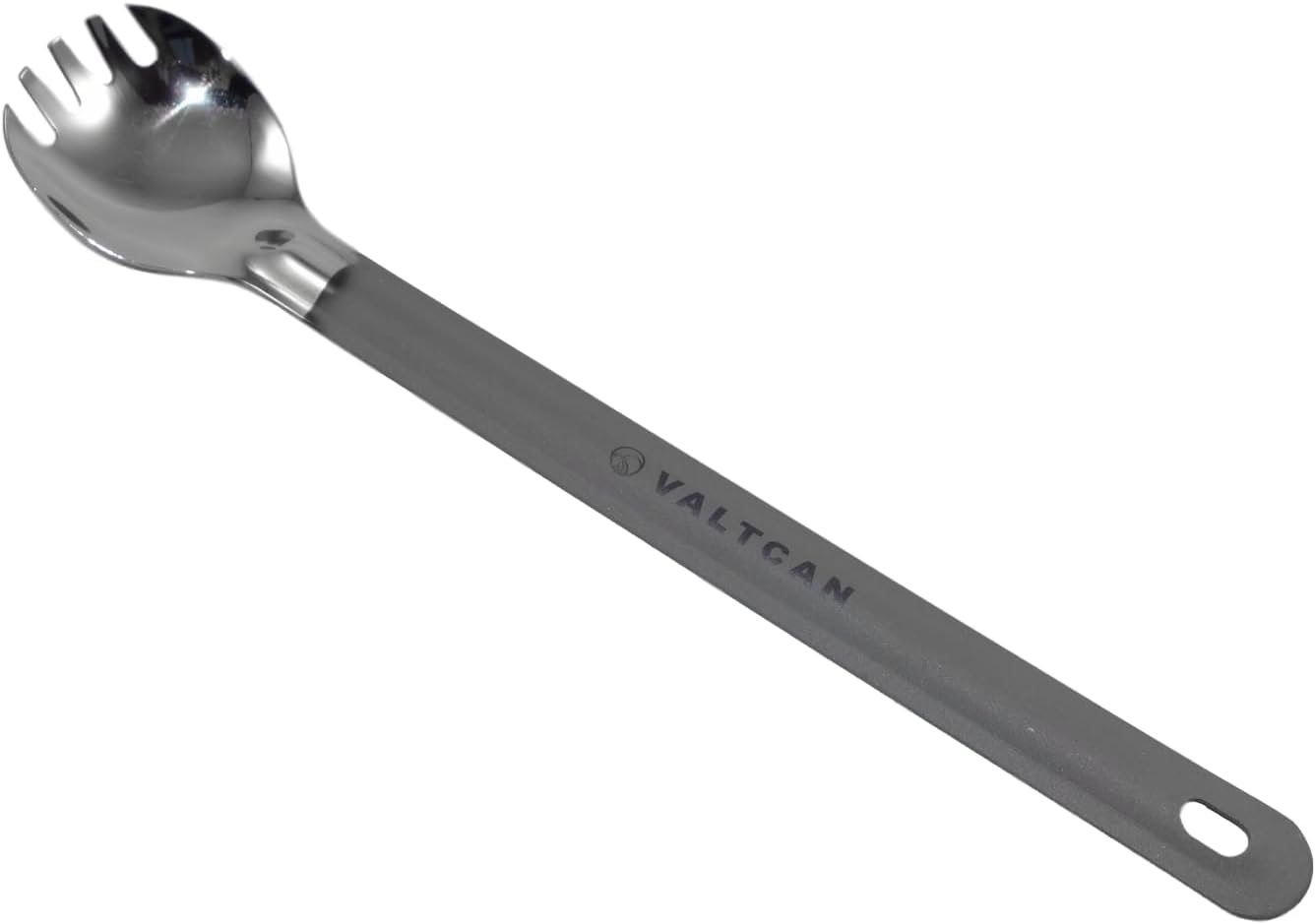 Titanium Long Handle Spork Polished Bowl Camping Keyring