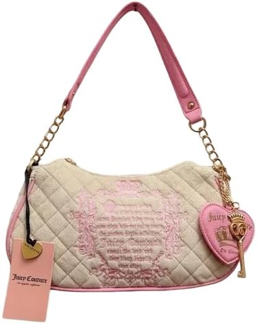 Juicy Couture Juicy Tale Quilted Shoulder Bag Sandstone/Pink w Charms