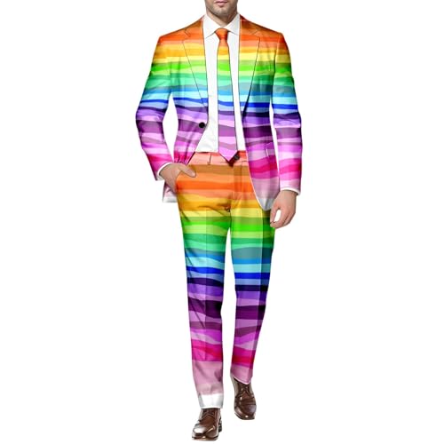 Costume arc-en-ciel homme veste de mariage ensemble été chic et pantalon de fête