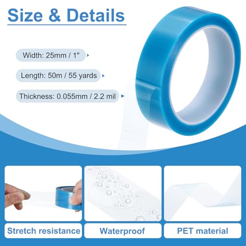 Image of PATIKIL 25mm x 50m Refrigerator Tape PET Fridge Non-Residual Adhesive Tape for Fixing Drawer Refrigerator Air Conditioner Printer Sky Blue