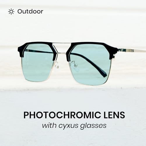 Image of Cyxus Photochromic Glasses for Men Women with Blue Light Blocking 8249 | UV Protection, Eye Protection,Classic Aviator Style,Ideal for Computer Screen Daily Wear