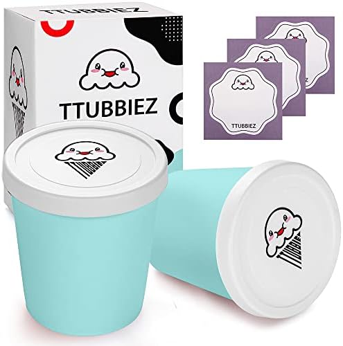 Ice Cream Containers (2 Pack - 1 Quart Each), Ice Cream Containers for Homemade Ice Cream, Ice Cream Storage Containers for Freezer, 1 Quart Freezer Containers for Ice Cream Storage - Mint Chip