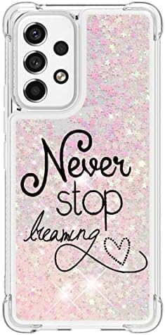 Samsung Galaxy A33 5G Case Glitter, 3D Quicksand Flowing Liquid Bling Sparkle Clear Transparent TPU Gel Silicone ShockProof Protective Phone Cover for Samsung A33 5G Case Girls, Blue Butterfly
