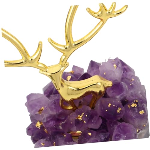 Statue de Cerf en Alliage et Cristal d'Améthyste, Cadeau Idéal pour Déco de Salon - 4