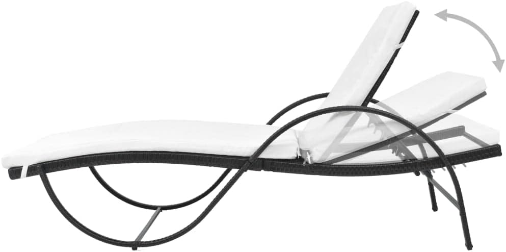 Sun Lounger with Cushion,Patio Furniture,Outdoor Seating,Sun Loungers Outdoor,Lounge Chairs for Outside,Lawn Chairs,for Outside,Patio,Yard,Lawn,Beach,Table Poly Rattan Black