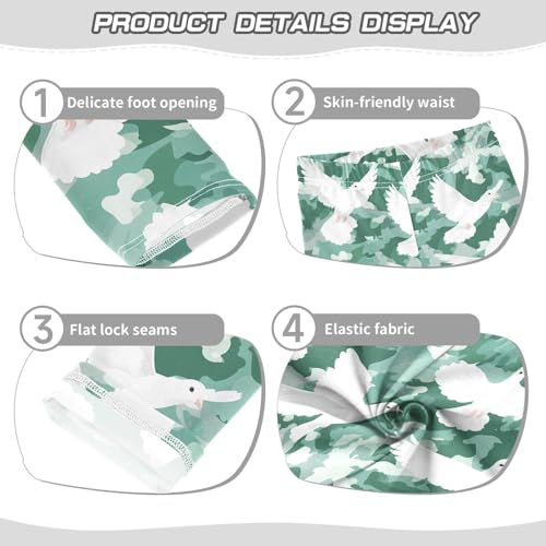White Pigeon Green Camouflage Girls Leggings Soft Stretch Workout Yoga Dance Pants for Kids Casual Tights3