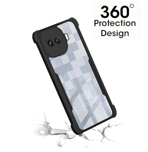 Image of Polycarbonate Crystal Clear Back Cover Case for iQOO 15R 5G | 360 Degree Protection | Shock Proof Design | Transparent Back Cover for iQOO 15R 5G - Black Bumper