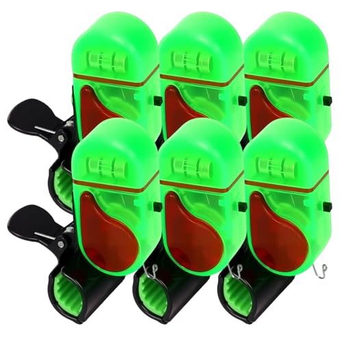 Fishing Bite Alarm with LED Light, 2025 New Fish Bite Alarm Sound Bite Alert Bell with LED Lights, Sensitive Electronic Fishing Alarms Indicator for All Fishing Poles (4PCS)(6PCS)