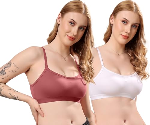 Image of London Hills Women's Cotton Sports Bra for Women Solid Bra Wireless & Non Padded Full Coverage Soft Hold Straps Super Combed Cotton Elastane Stretch Full Coverage Slip-On Active Bra