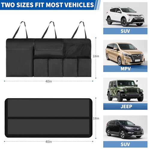 NEWFOM Car Trunk Organizer, Backseat Hanging Organizer with Storage Pockets for SUV, Truck, Van, Collapsible Trunk Organization for Car Accessories (Black, 40