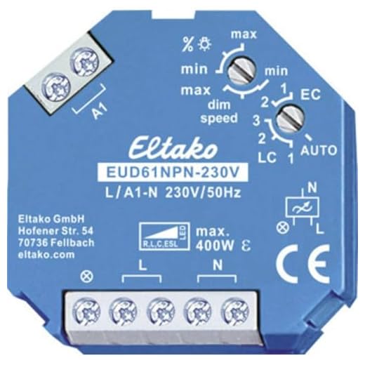 Eltako Universal-Dimmschalter 230V, Power MOSFET, ESL LED bis 400W, 1 Stück, EUD61NPN-230V, 400 W, Blau