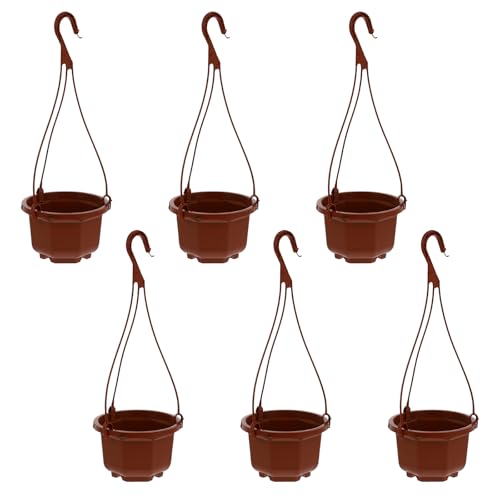 Hemoton 10.43 Inch Plastic Hanging Planters with Hook for Succulents and Chlorophytum Comosum Indoor Outdoor Balcony Garden Plant Hanging Pots Set of 6