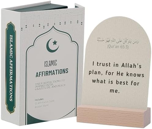 Islamic Affirmation Cards Set of 30, Magnetic Box & Stand - Ideal for Ramadan Gifts, Eid G...