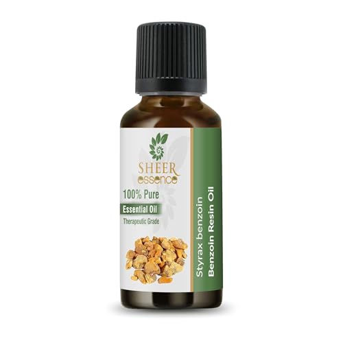 Sheer Essence Benzoin Essential Oil - 100% Pure Natural and Therapeutic Premium Grade Styrax Benzoin Oil - for Aromatherapy and DIY - 1 fl. oz. Golden Brown