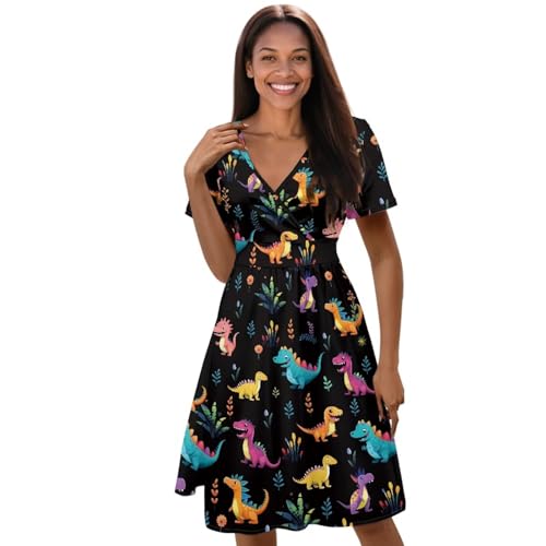 Image of Women's Summer Formal Dresses Short Sleeve Wrap V Neck Dresses Bridesmaid Wedding Guest Dress with Pockets