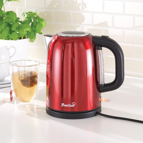 Coopers of Stortford - Red Metallic Cordless Kettle with 1.7L Capacity - 360 Rotating Base Non Drip Spout Water Gauge & Removable Limescale Filter - Stainless Steel 2.2kW