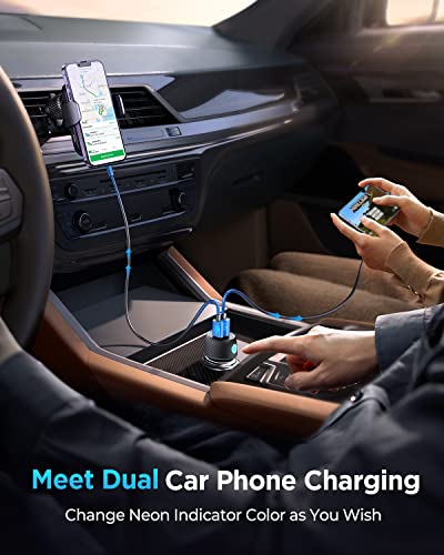 Usb C Car Charger, 60W 2-Port Super Fast Car Charger Adapter, Joyroom Pd 30W & Qc 30W & Pps 25W Fast Car Charger For Iphone 14/13/12, Ipad Pro, Samsung Galaxy S22/21/Pixel 7/Moto/Lg,7 Color Modes #TOP5