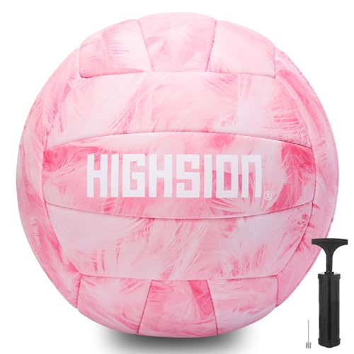 Soft Touch PU Leather Pink Volleyball Official Size 5 Thickened Durable Indoor Outdoor Waterproof Volleyball for Teen Girls Kids Team Beginners Beach Pool Gym Training & Games(Deflated With Pump)