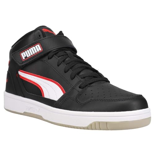 PUMA PUMA Rebound Layup Strap Alumni Sneaker Men's Basketball 10.5 D(M) US Black-White-High Risk Red