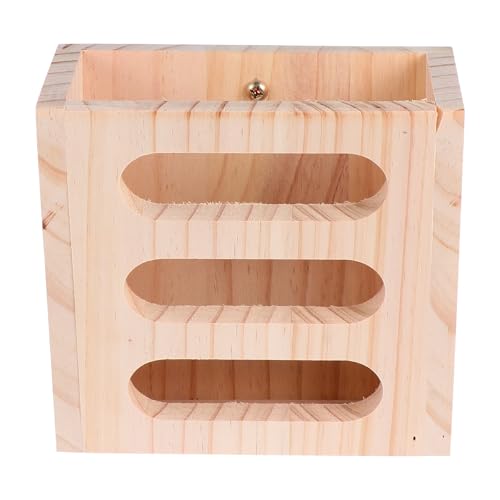 Comedero de madera para conejos beige de forma cuadrada marca Luxshiny 2