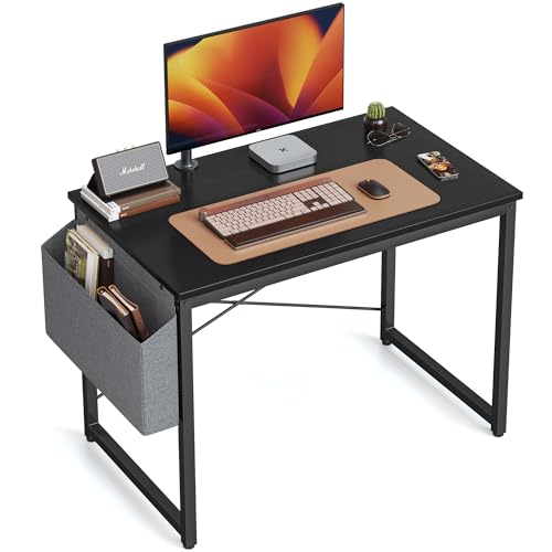 Image of Cubiker Computer Desk, Home Office Writing Study Desk, Modern Simple Style Laptop Table with Storage Bag (31.8 inch, Black)