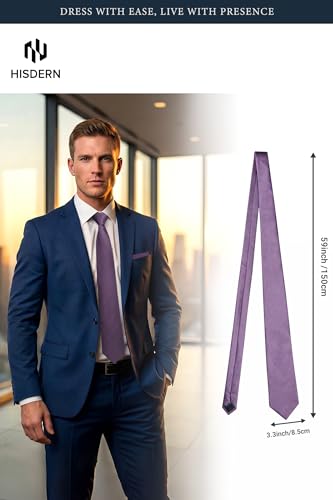 Image of HISDERN Mens Ties Solid Color Ties for Men Formal Necktie with Pocket Square Set Satin Silk Neck Tie Handkerchiefs Set