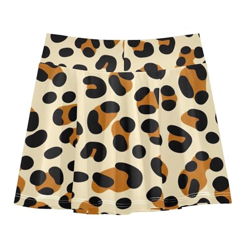 Joisal Clothes Athletic Shorts for Girls Skorts Tennis Skirts Toddler Pleated Leopard Print Black Brown 4t2