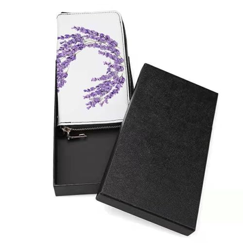 Letter S Lavender Flowers PU Leather Clutch Long Bifold Wallet, Coin Purse Credit Pass Case, Durable Card-Holder Money Storage for Women Men3