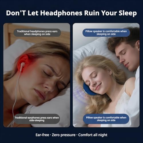 Under Pillow Speaker - Mini Portable Bluetooth Pillow Speaker for Sleeping with White Noise, Timer Ultra-Thin Wireless Sleep Aid Headphones for Adults, Kids, Side Sleepers - image 2