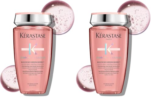 Image of Kerastase Chroma Absolu Riche Shampoo for Color-Treated Hair 250ml | Sulphate Free Colour Protect Shampoo | Medium to Thick Hair| Infused with 3 Restoring Acids and Centella Asiatica (Pack of 2)
