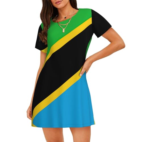 Chemise de nuit Tanzanie pour femme en coton léger à manches courtes