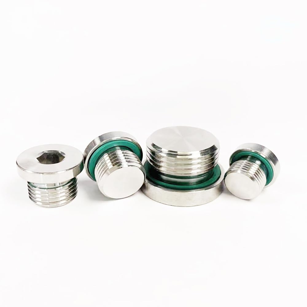 2 Tapones Hexagonales BSPP Inoxidables, Junta Fluor ED Integrada, Múltiples Tamaños Para Maquinaria Bricolaje(G2)