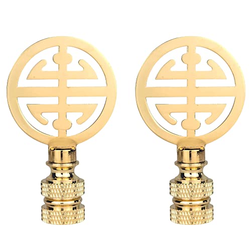 Image of Royal Designs, Inc. Oriental Happiness Symbol Finial for Lamp Shade, Polished Brass - Pack of 2