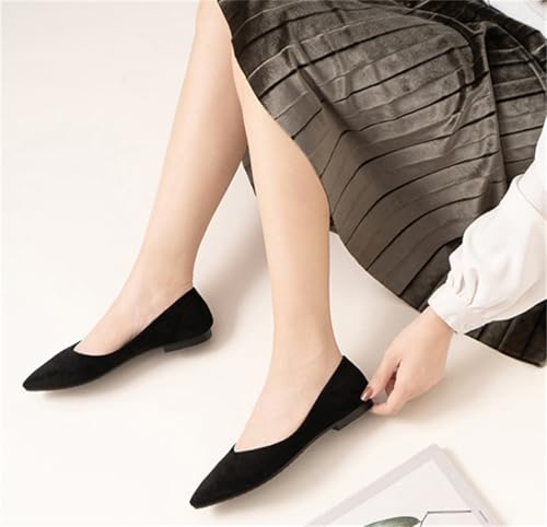 Women's Pointed Toe Ballet Flats Comfortable Suede Shoes Loafer Lightweight Casual Flats Faux Suede Work Shoes4