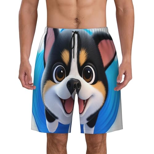 Smiley The Dog Men Beach Pants â€“ Swim Trunks for Men,Quick-Dry and Comfortable, Suitable for Beach, Surf, and Everyday Wear Black