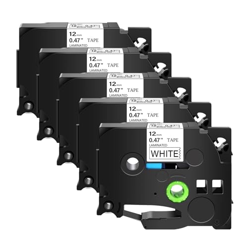 5/10�p�b�N ���n�ɔ� 6-24mm ���~�l�[�g���x���e�[�v TZe TZ 221 231 241 251 P-Touch PT-D400 PT-E100 PTH110�Ή�(5PK Black on white,18mm)