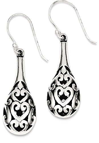 925 Sterling Silver Vintage Filigree Heart Teardrop Dangle Earrings Drop Love Fine Jewelry For Women Gifts For Her #TOP7