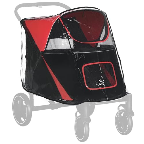 PawHut Dog Stroller Rain Cover, Cover for Dog Pram Buggy for, Large, Medium Dogs