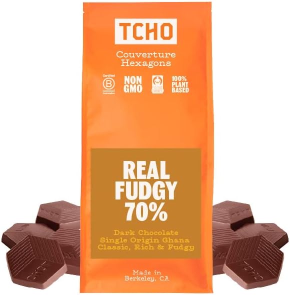 TCHO Real Fudgy 70% Dark Chocolate Baking Couvertures (6.6lb Bag) | Organic & Fair Trade Certified | Non GMO, Non-Dairy, Vegan, Soy Free