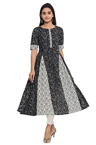Image of COTLAND Fashions Jaipuri Cotton A-Line Anarkali /Flared Printed Kurti for Women