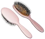 Rock & Ruddle Natural Mixed Bristle Hair Brush for Women and Kids (Large 8.3') - Perfect for Wet or Dry Hair, Detangling Smoothing Blowdrying - Designed & Made in UK - Rose Gold Design