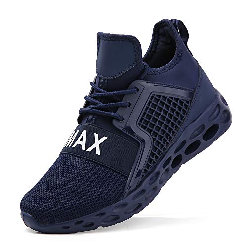 Running Sport Shoes for Men Mesh Walking Casual Jogging Sneakers Non Slip Stylish Breathable Comfort Tennis Gym Athletic Blue Size 11