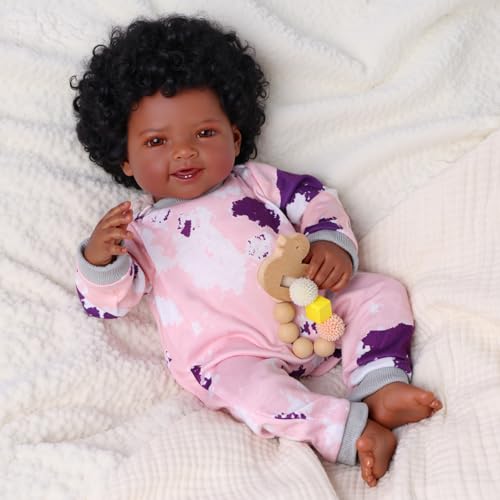 Muñeca Reborn Realista Bebé Negra 43 cm con Kit de Alimentación miniatura 2