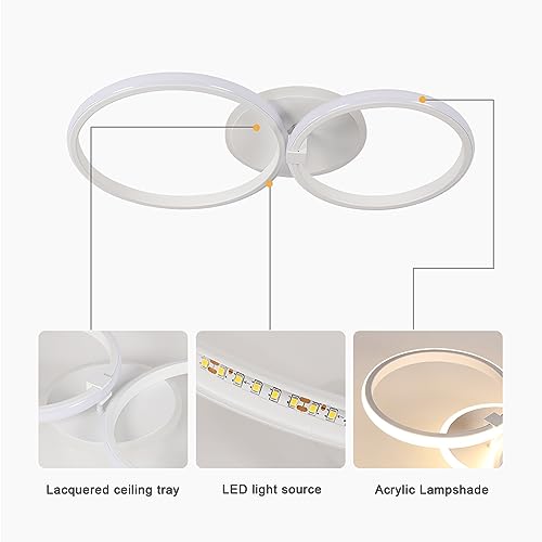 Delipop Plafoniera Led Moderno, 42W 4725LM Lampada Da Soffitto Rotondo, Lampadario Led Luce Calda 3000K Per Soggiorno Camera Da Letto Cucina, Bianco - 5