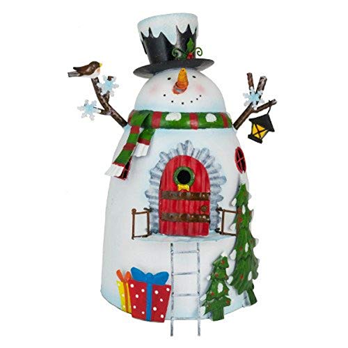 Fountasia - Adorno de metal para jardín, diseño de muñeco de nieve