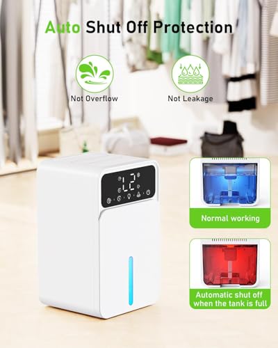 Dehumidifiers for Home, 1500ML Quiet Dehumidifier for Bedroom, Portable Electric Bathroom Dehumidifier, 12H Timer, Automatic Shutoff, 7 Colour Lights, Mini Dehumidifier for Drying Clothes - Image 6