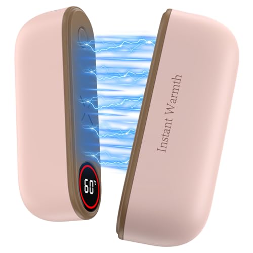 Scaldamani Ricaricabili Magnetico 2 in 1, Scaldamani Elettrico 8000mAh, 3 Livelli fino a 60°C/140°F, Scaldamani Portatile per Campeggio, Sport All'aperto, Escursionismo, Regali Natalizi, Rosa