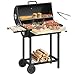 YITAHOME L Grillwagen Smoker Holzkohlegrill mit Gusseisenrost & Emaille-Pfanne - Mobiler BBQ Grill für Garten, Camping, Outdoor - Inkl. Thermometer, Küchenzange, Grillhandschuh, Robustes Design