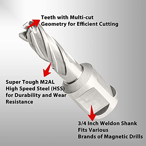 S&F Stead & Fast - Annular Cutter, 7/16-Inch Diameter X 1-Inch Depth Of Cut For Magnetic Drill Press, Mag Drill Bits With Pilot Pin #TOP1