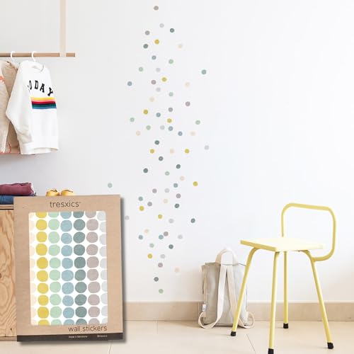 TRESXICS Pegatinas Pared Decorativas Infantiles Lunares a Lápiz, 70 Piezas, Vinilo Adhesivo Pared Original y Duradero, Efecto de Papel Pintado Infantil, Fácil Aplicación y Removible (Azul)